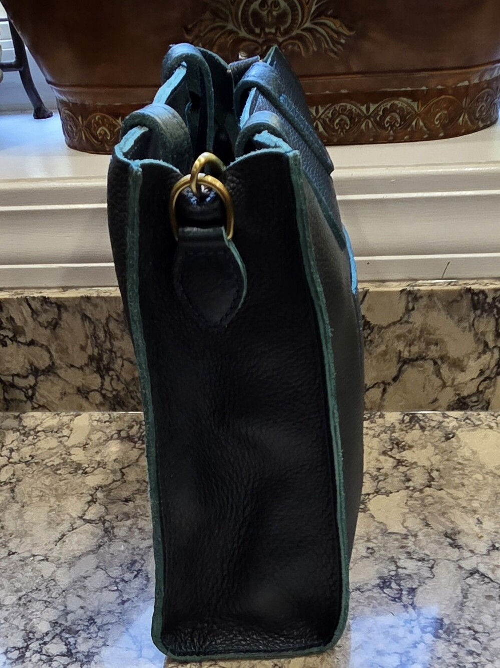 Portland Leather Lagoon NS Lola Crossbody Tote - Picture 3 of 6